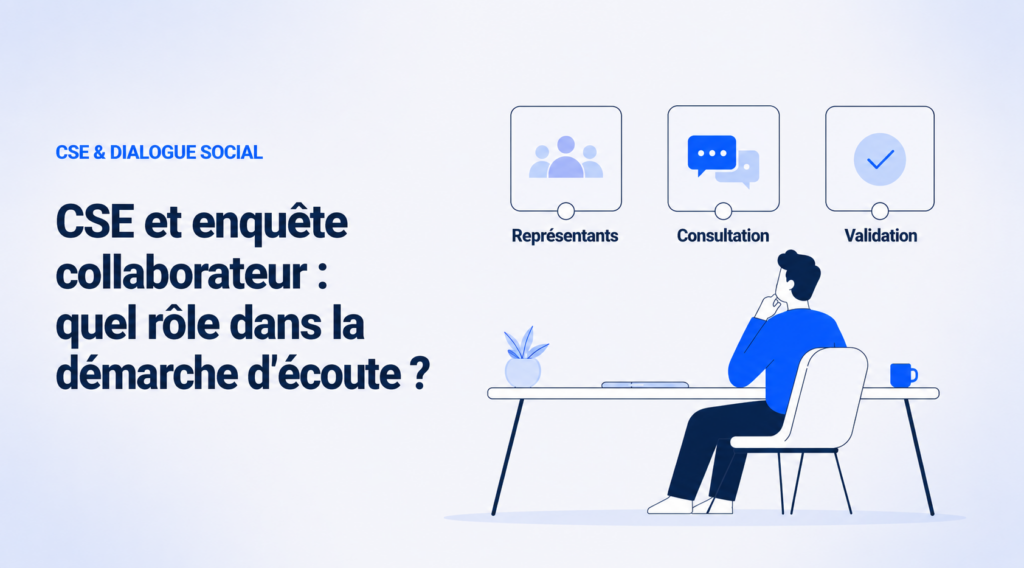 Illustration : CSE et enquête collaborateur — rôle des représentants du personnel dans la consultation et la validation d'une démarche d'écoute